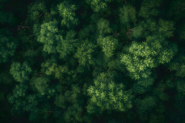 Fototapeta na wymiar Aerial View of Dense Forest With Abundant Trees