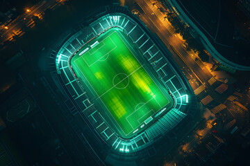 Aerial View of Nighttime Soccer Field