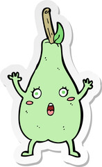 sticker of a cartoon frightened pear