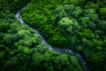 Serene River Flowing Through Lush Green Forest