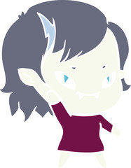 flat color style cartoon friendly vampire girl