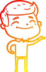 warm gradient line drawing happy cartoon man