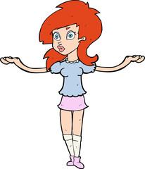 cartoon confused pretty girl