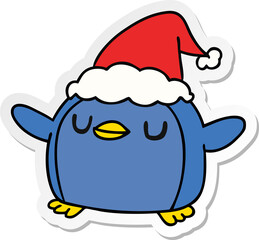 christmas sticker cartoon of kawaii penguin