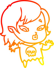 warm gradient line drawing cute cartoon vampire girl
