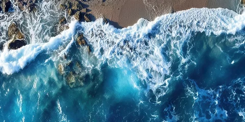 Fototapete Ligurien minimalistic design Aerial view of the ocean water surface and waves