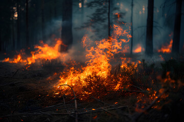 Devastating Forest Fire Engulfs Trees in Flames