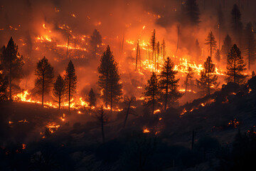 Forest Engulfed in Flames