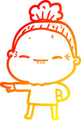 warm gradient line drawing cartoon peaceful old woman