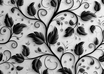 black white background with golden swirl and flowers and place for text