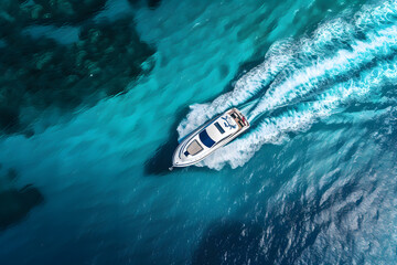 Aerial View of Boat in the Ocean