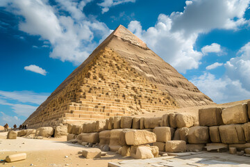 Fototapeta na wymiar Enormous Pyramid Stands in Desert