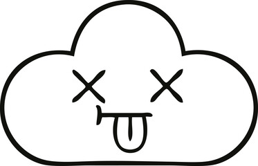 line drawing cartoon white cloud