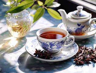 Fototapeta premium Pause tasse de thé au printemps