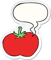 cartoon tomato and speech bubble sticker