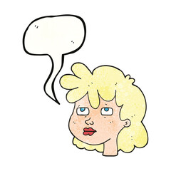 speech bubble textured cartoon female face