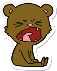 sticker of a angry cartoon bear