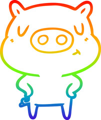 rainbow gradient line drawing cartoon content pig