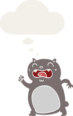 cartoon cat and thought bubble in retro style