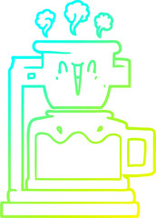 cold gradient line drawing steaming hot coffee pot