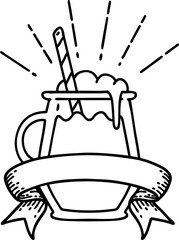 banner with black line work tattoo style ginger beer