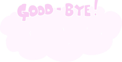 flat color illustration of a cartoon goodbye sign