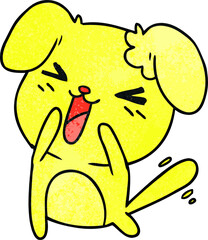 textured cartoon of cute kawaii dog