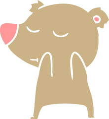 happy flat color style cartoon bear