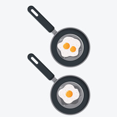 Frying pan with tasty eggs vector Illustration isolated on white background