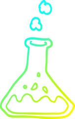 cold gradient line drawing cartoon chemicals in bottle
