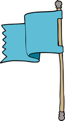 cartoon doodle of a blue flag