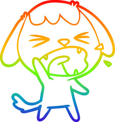 rainbow gradient line drawing cute cartoon dog barking