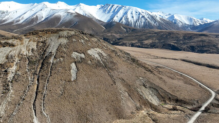 The mountains and hills around the Porters Pass ski fields