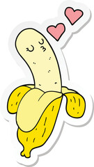 sticker of a cartoon banana in love