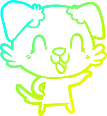 cold gradient line drawing laughing cartoon dog
