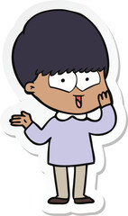 sticker of a cartoon happy boy