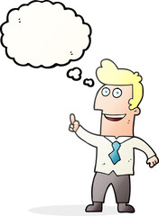 thought bubble cartoon businessman pointing