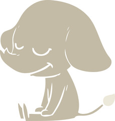 flat color style cartoon smiling elephant