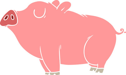 flat color style cartoon pig