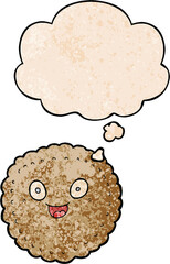 cartoon biscuit and thought bubble in grunge texture pattern style
