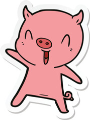 sticker of a cartoon pig dancing