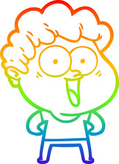 rainbow gradient line drawing cartoon happy man