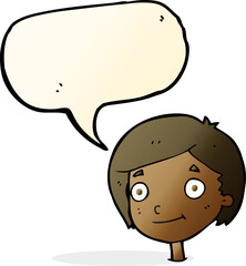cartoon happy boy with speech bubble
