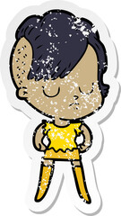 distressed sticker of a cartoon woman