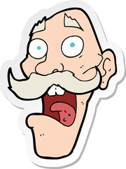 sticker of a cartoon frightened old man