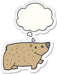 cartoon bear and thought bubble as a printed sticker