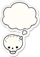 cartoon skull and thought bubble as a printed sticker