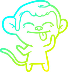 cold gradient line drawing funny cartoon monkey