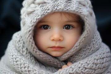 portrait of a little girl in winter clothes