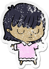 distressed sticker of a cartoon woman